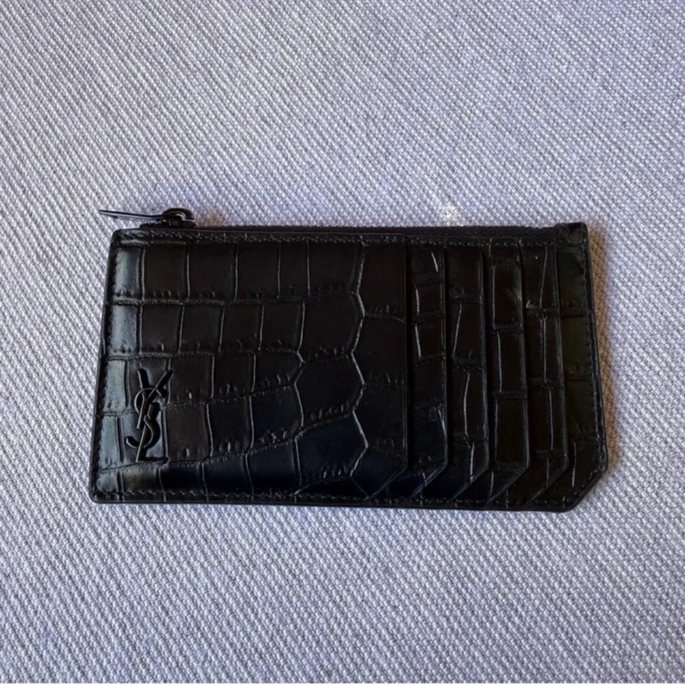 SAINT LAURENT crock embossed wallet - Picture 2 of 5
